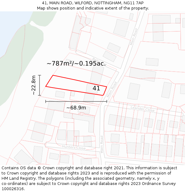 41, MAIN ROAD, WILFORD, NOTTINGHAM, NG11 7AP: Plot and title map