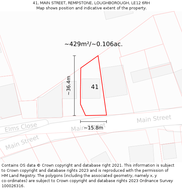 41, MAIN STREET, REMPSTONE, LOUGHBOROUGH, LE12 6RH: Plot and title map