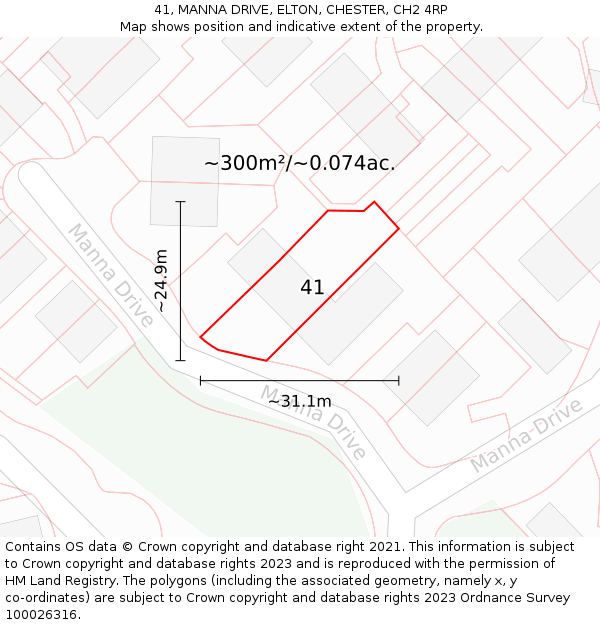 41, MANNA DRIVE, ELTON, CHESTER, CH2 4RP: Plot and title map