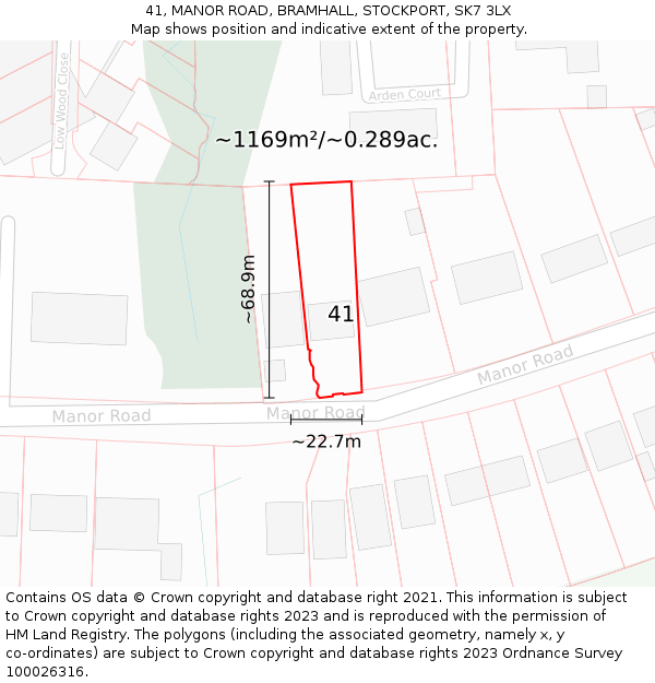 41, MANOR ROAD, BRAMHALL, STOCKPORT, SK7 3LX: Plot and title map