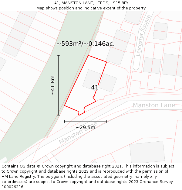 41, MANSTON LANE, LEEDS, LS15 8FY: Plot and title map