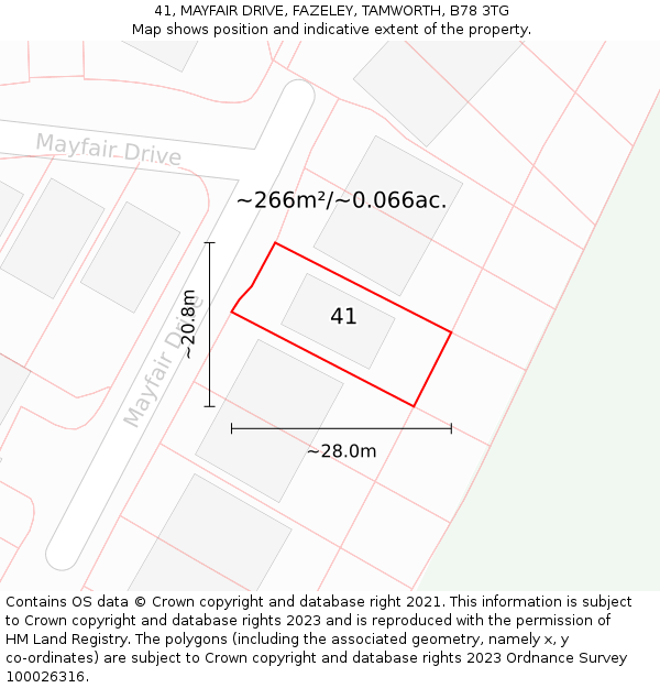 41, MAYFAIR DRIVE, FAZELEY, TAMWORTH, B78 3TG: Plot and title map