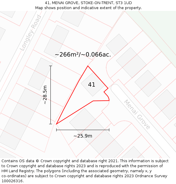 41, MENAI GROVE, STOKE-ON-TRENT, ST3 1UD: Plot and title map