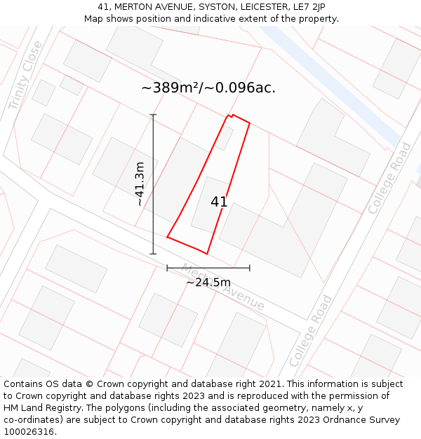 41, MERTON AVENUE, SYSTON, LEICESTER, LE7 2JP: Plot and title map