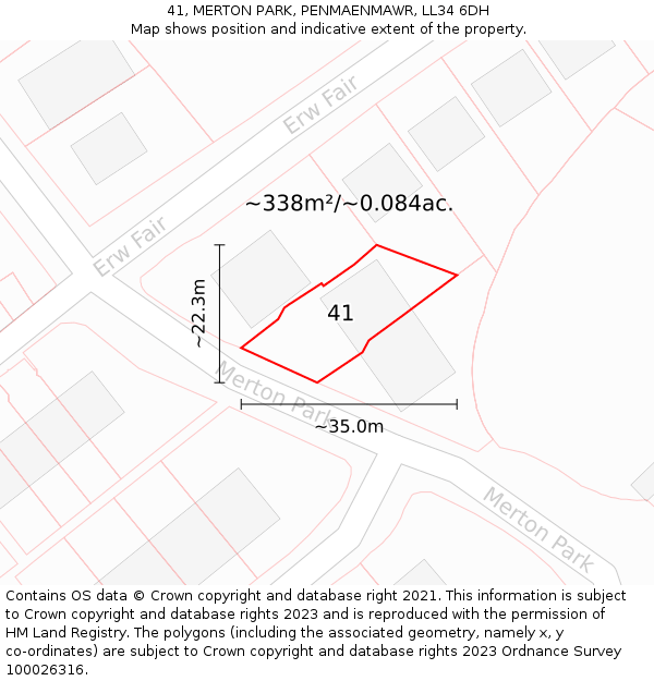 41, MERTON PARK, PENMAENMAWR, LL34 6DH: Plot and title map