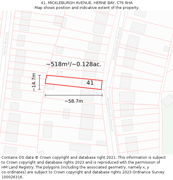 41, MICKLEBURGH AVENUE, HERNE BAY, CT6 6HA: Plot and title map