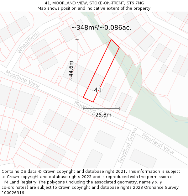 41, MOORLAND VIEW, STOKE-ON-TRENT, ST6 7NG: Plot and title map