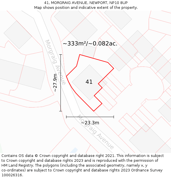 41, MORGRAIG AVENUE, NEWPORT, NP10 8UP: Plot and title map