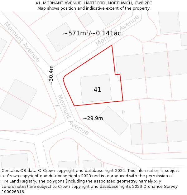 41, MORNANT AVENUE, HARTFORD, NORTHWICH, CW8 2FG: Plot and title map