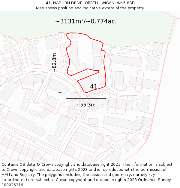 41, NABURN DRIVE, ORRELL, WIGAN, WN5 8SB: Plot and title map