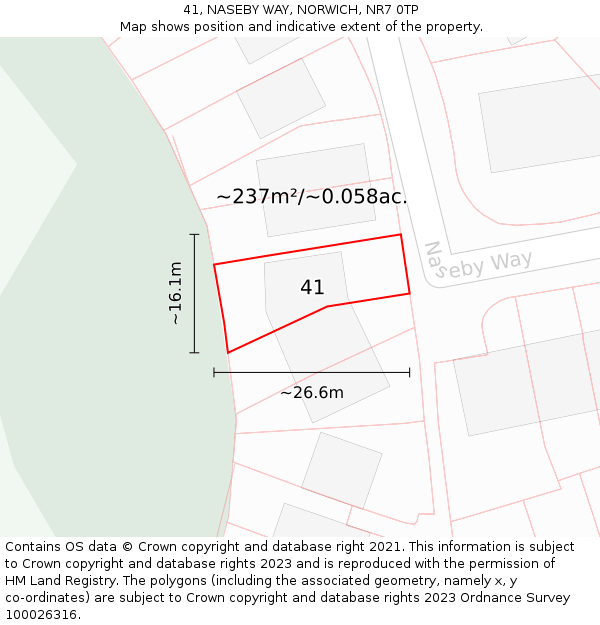 41, NASEBY WAY, NORWICH, NR7 0TP: Plot and title map