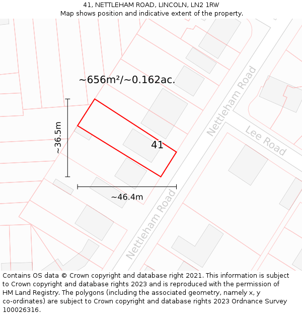 41, NETTLEHAM ROAD, LINCOLN, LN2 1RW: Plot and title map