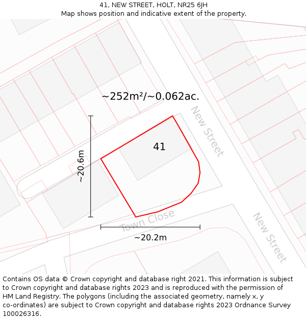 41, NEW STREET, HOLT, NR25 6JH: Plot and title map