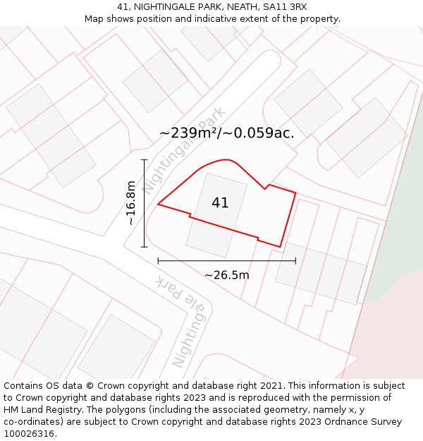 41, NIGHTINGALE PARK, NEATH, SA11 3RX: Plot and title map