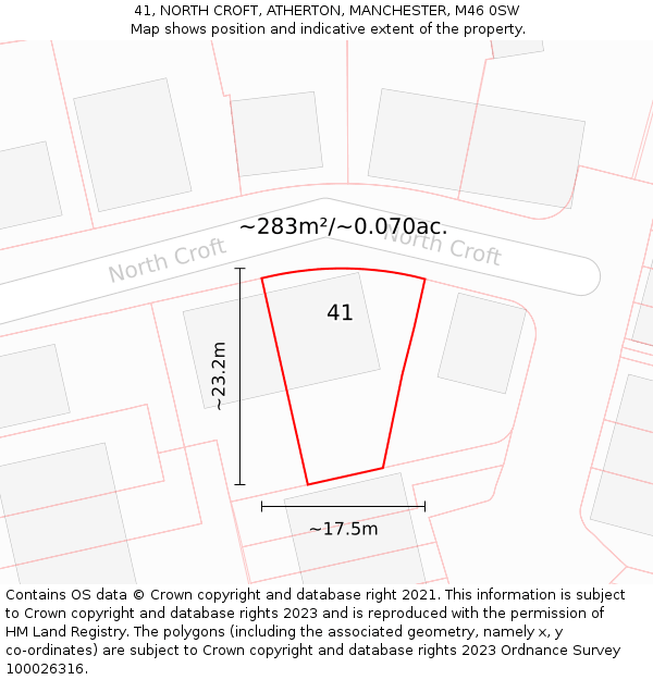 41, NORTH CROFT, ATHERTON, MANCHESTER, M46 0SW: Plot and title map