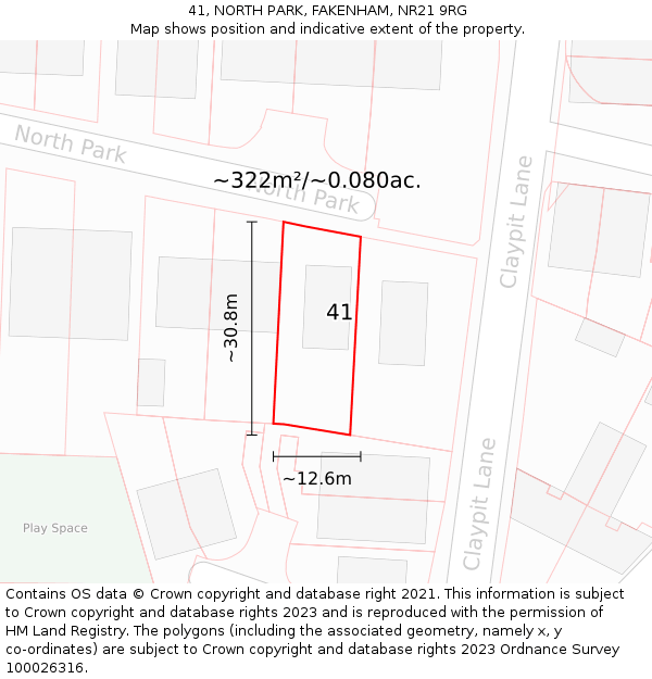 41, NORTH PARK, FAKENHAM, NR21 9RG: Plot and title map