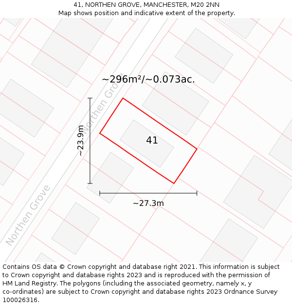 41, NORTHEN GROVE, MANCHESTER, M20 2NN: Plot and title map