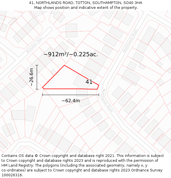 41, NORTHLANDS ROAD, TOTTON, SOUTHAMPTON, SO40 3HA: Plot and title map