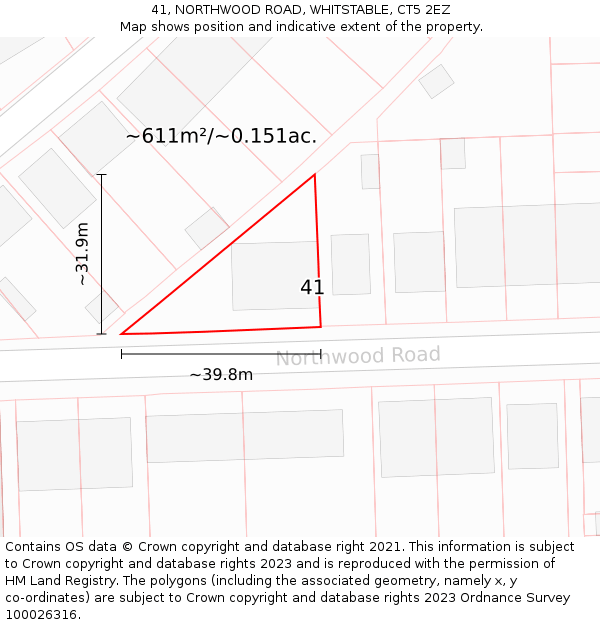 41, NORTHWOOD ROAD, WHITSTABLE, CT5 2EZ: Plot and title map