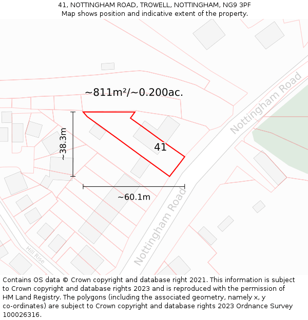 41, NOTTINGHAM ROAD, TROWELL, NOTTINGHAM, NG9 3PF: Plot and title map