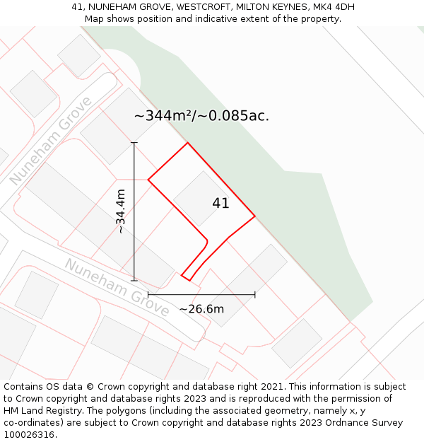 41, NUNEHAM GROVE, WESTCROFT, MILTON KEYNES, MK4 4DH: Plot and title map