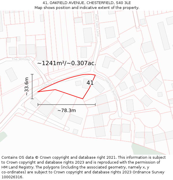 41, OAKFIELD AVENUE, CHESTERFIELD, S40 3LE: Plot and title map