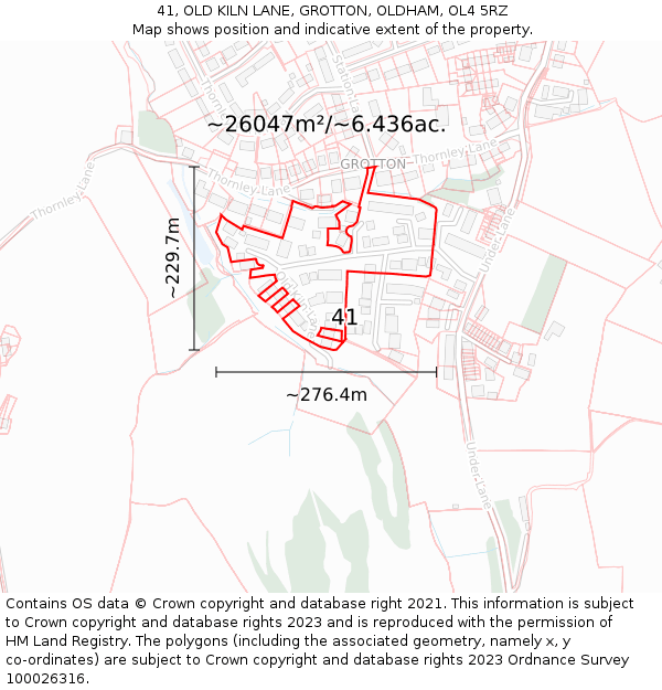 41, OLD KILN LANE, GROTTON, OLDHAM, OL4 5RZ: Plot and title map