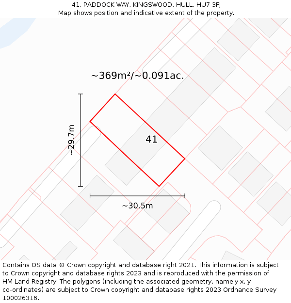 41, PADDOCK WAY, KINGSWOOD, HULL, HU7 3FJ: Plot and title map