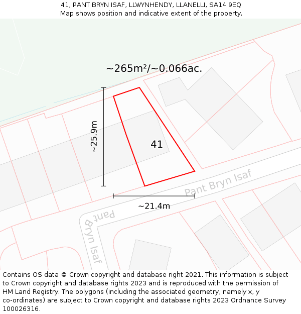 41, PANT BRYN ISAF, LLWYNHENDY, LLANELLI, SA14 9EQ: Plot and title map