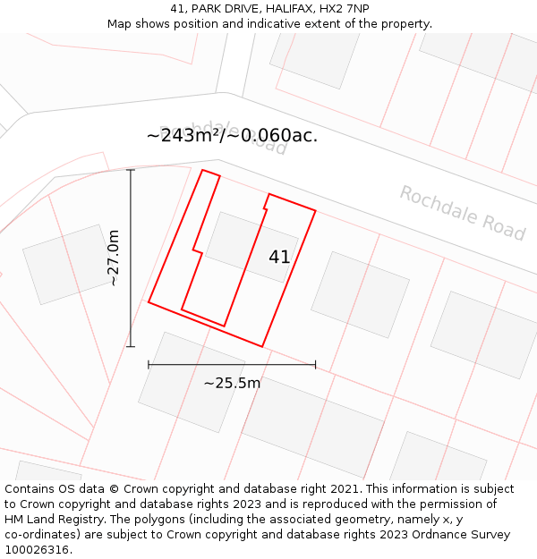 41, PARK DRIVE, HALIFAX, HX2 7NP: Plot and title map