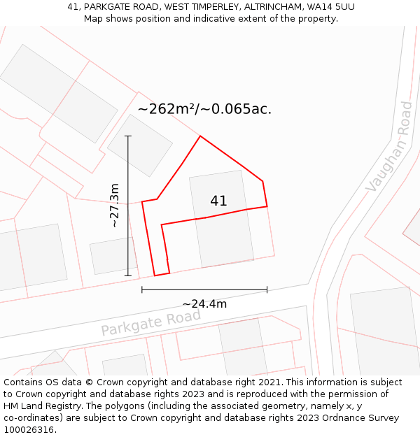 41, PARKGATE ROAD, WEST TIMPERLEY, ALTRINCHAM, WA14 5UU: Plot and title map