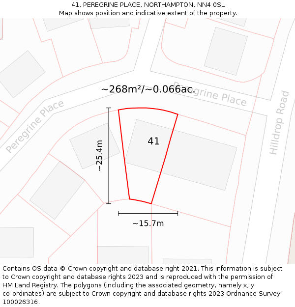 41, PEREGRINE PLACE, NORTHAMPTON, NN4 0SL: Plot and title map