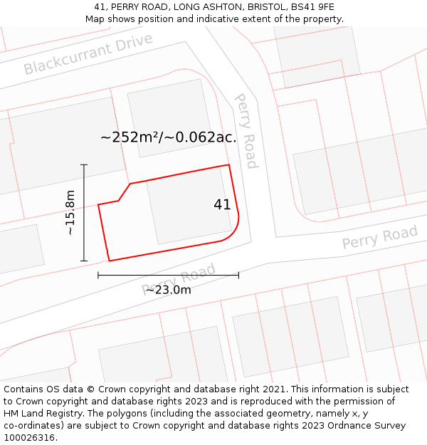 41, PERRY ROAD, LONG ASHTON, BRISTOL, BS41 9FE: Plot and title map