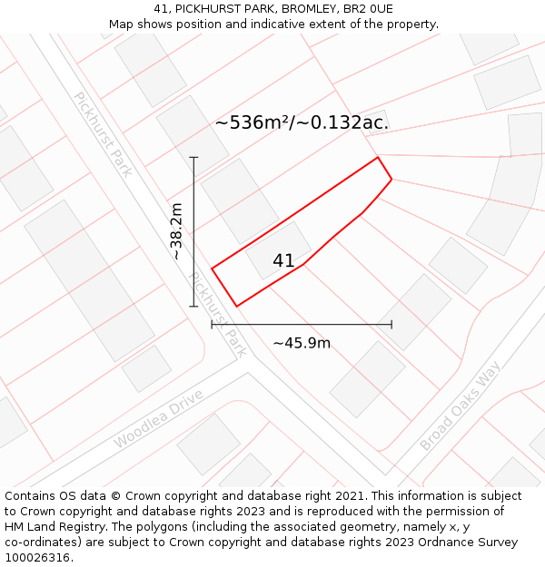 41, PICKHURST PARK, BROMLEY, BR2 0UE: Plot and title map