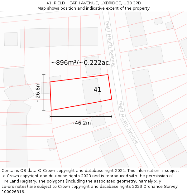 41, PIELD HEATH AVENUE, UXBRIDGE, UB8 3PD: Plot and title map