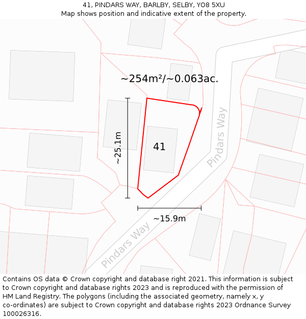 41, PINDARS WAY, BARLBY, SELBY, YO8 5XU: Plot and title map