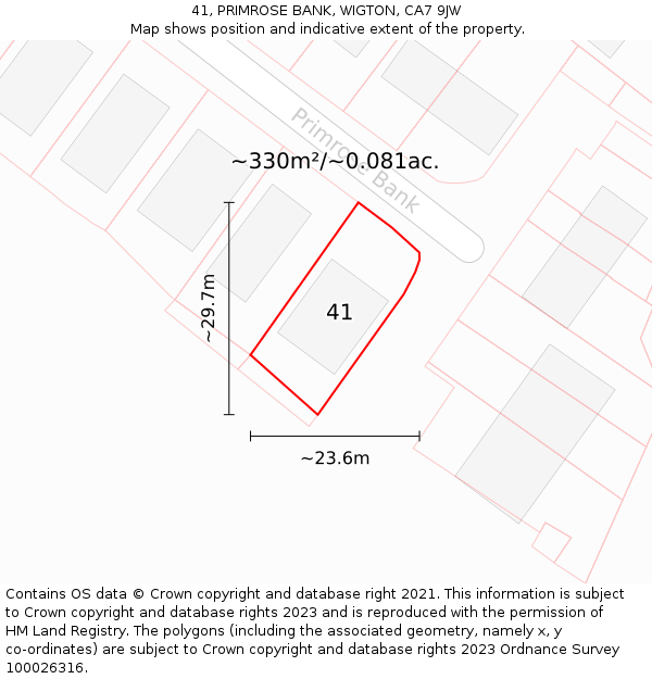 41, PRIMROSE BANK, WIGTON, CA7 9JW: Plot and title map
