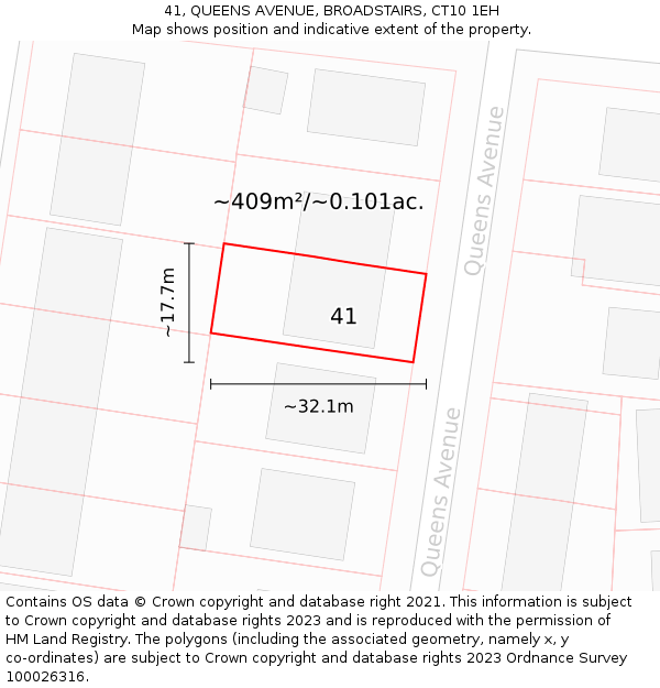 41, QUEENS AVENUE, BROADSTAIRS, CT10 1EH: Plot and title map