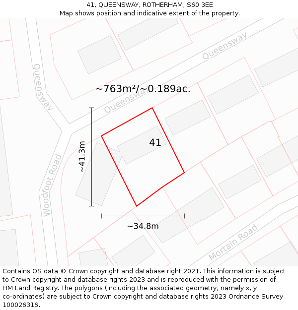 41, QUEENSWAY, ROTHERHAM, S60 3EE: Plot and title map