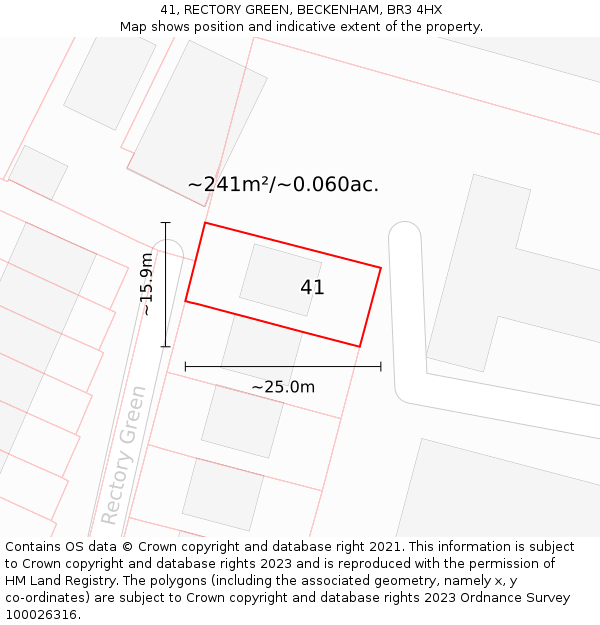 41, RECTORY GREEN, BECKENHAM, BR3 4HX: Plot and title map