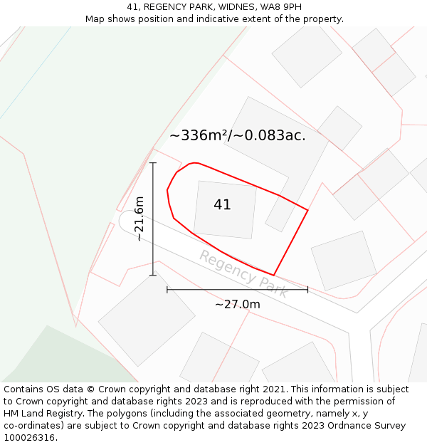 41, REGENCY PARK, WIDNES, WA8 9PH: Plot and title map