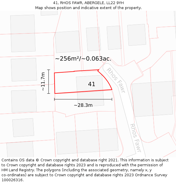 41, RHOS FAWR, ABERGELE, LL22 9YH: Plot and title map