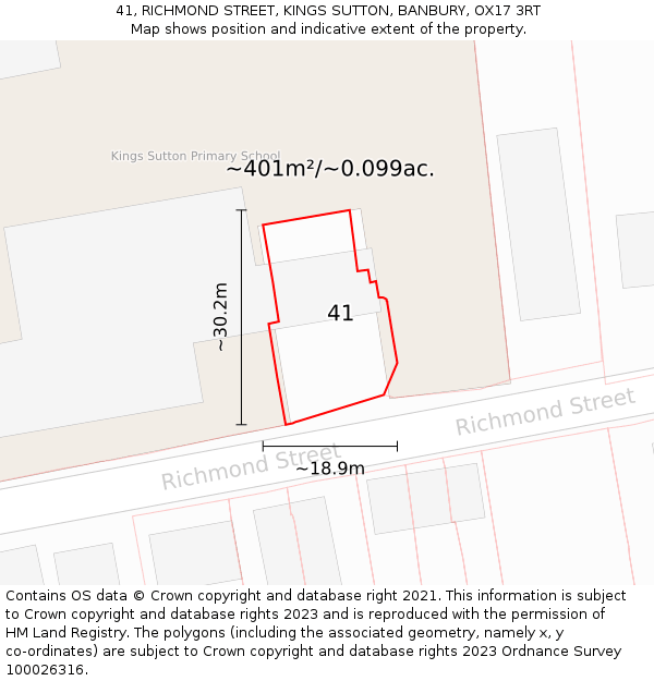 41, RICHMOND STREET, KINGS SUTTON, BANBURY, OX17 3RT: Plot and title map