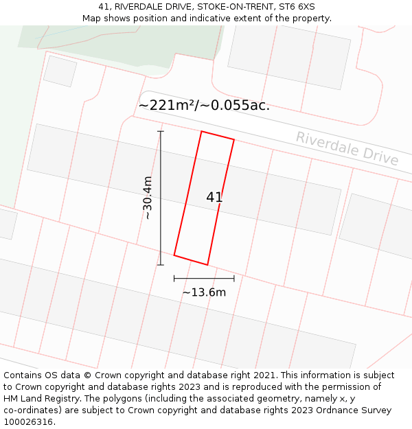 41, RIVERDALE DRIVE, STOKE-ON-TRENT, ST6 6XS: Plot and title map