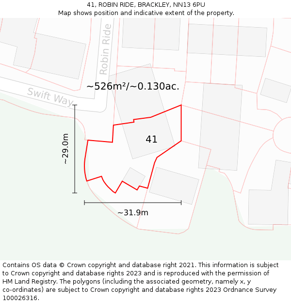 41, ROBIN RIDE, BRACKLEY, NN13 6PU: Plot and title map