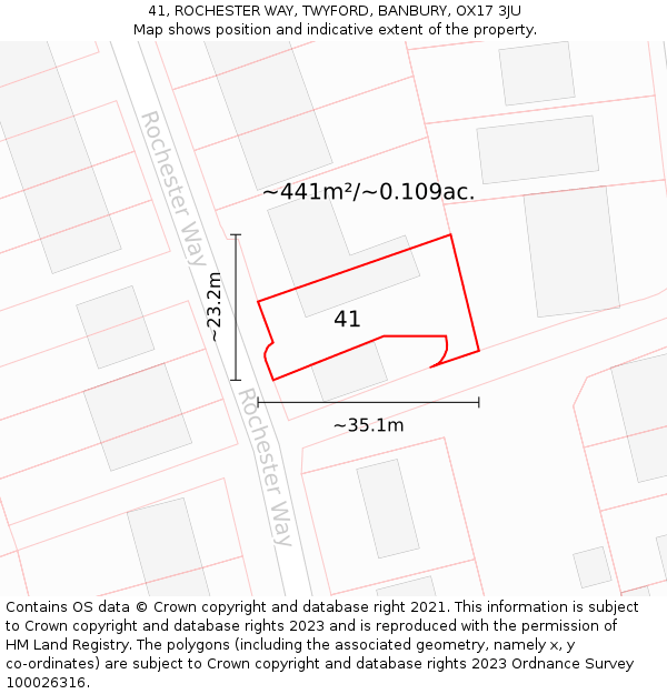 41, ROCHESTER WAY, TWYFORD, BANBURY, OX17 3JU: Plot and title map