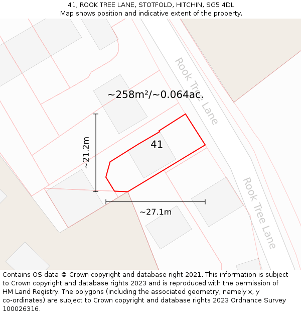 41, ROOK TREE LANE, STOTFOLD, HITCHIN, SG5 4DL: Plot and title map