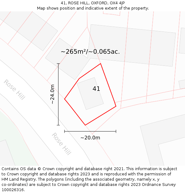 41, ROSE HILL, OXFORD, OX4 4JP: Plot and title map