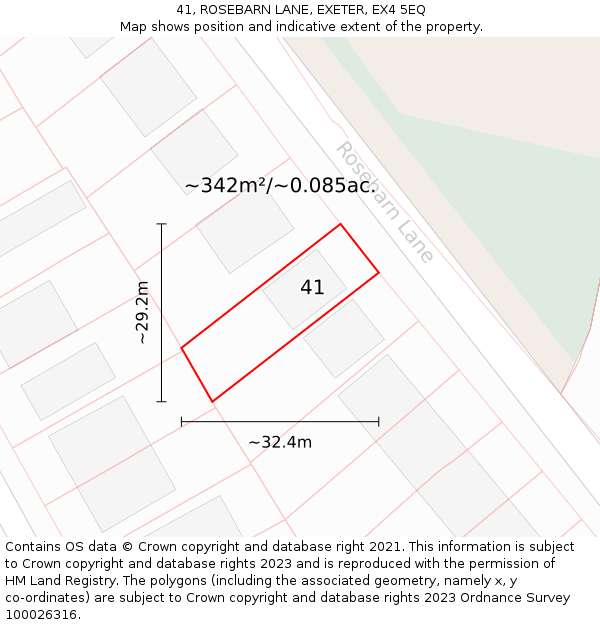 41, ROSEBARN LANE, EXETER, EX4 5EQ: Plot and title map