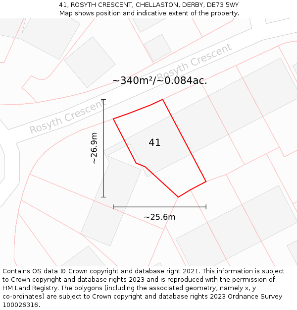 41, ROSYTH CRESCENT, CHELLASTON, DERBY, DE73 5WY: Plot and title map